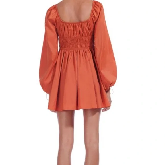 STAUD Bow Puff-Sleeve Mini Dress NWT - Picture 4 of 11